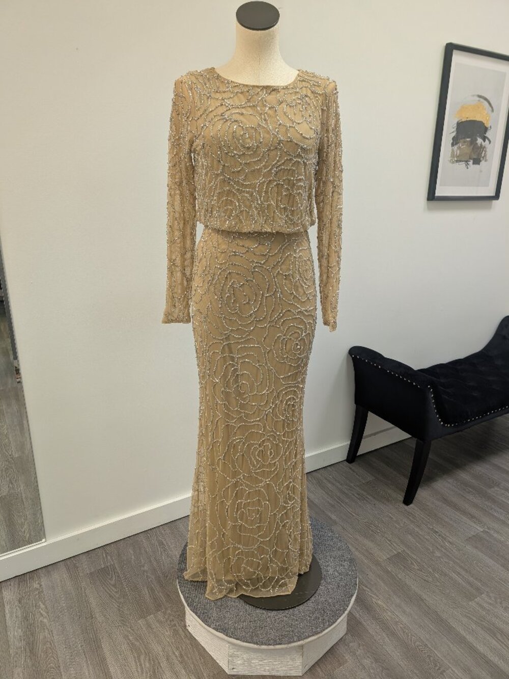 MacDuggal Nude Silver 6189 Size 6